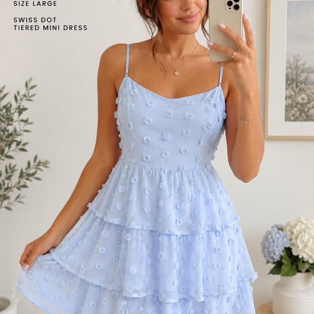 Mi Ami swiss dot Large Blue Dress tier coquette spring gender reveal party